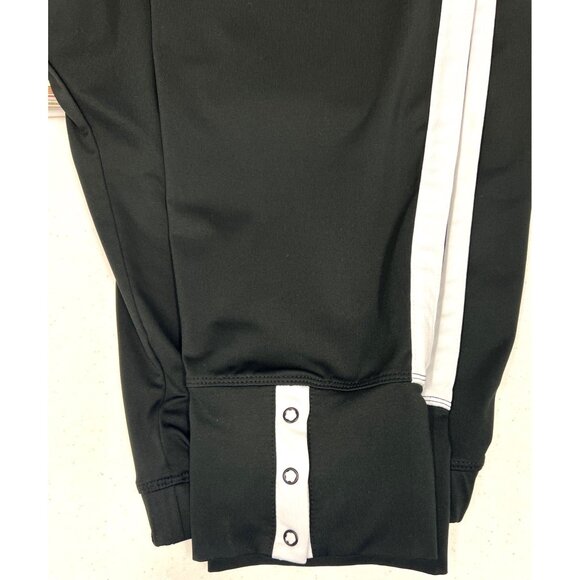 Asics Mens Black Track Pants With White Stripe Large with Cuff Snaps - Picture 5 of 6